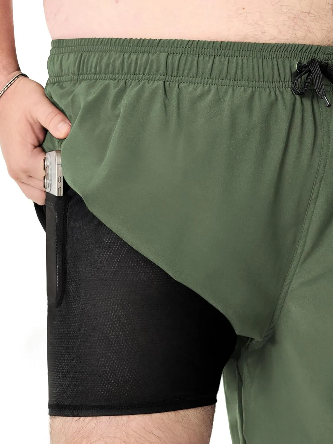 Arcweg Men's Big and Tall Swim Trunks Plus Size Swimsuit for Men with Compression Liner & Zipper Pocket