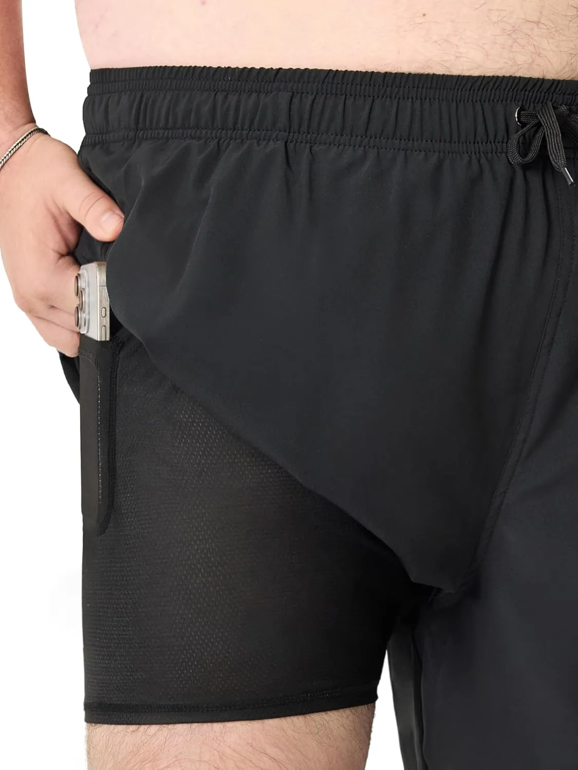 Arcweg Men's Big and Tall Swim Trunks Plus Size Swimsuit for Men with Compression Liner & Zipper Pocket