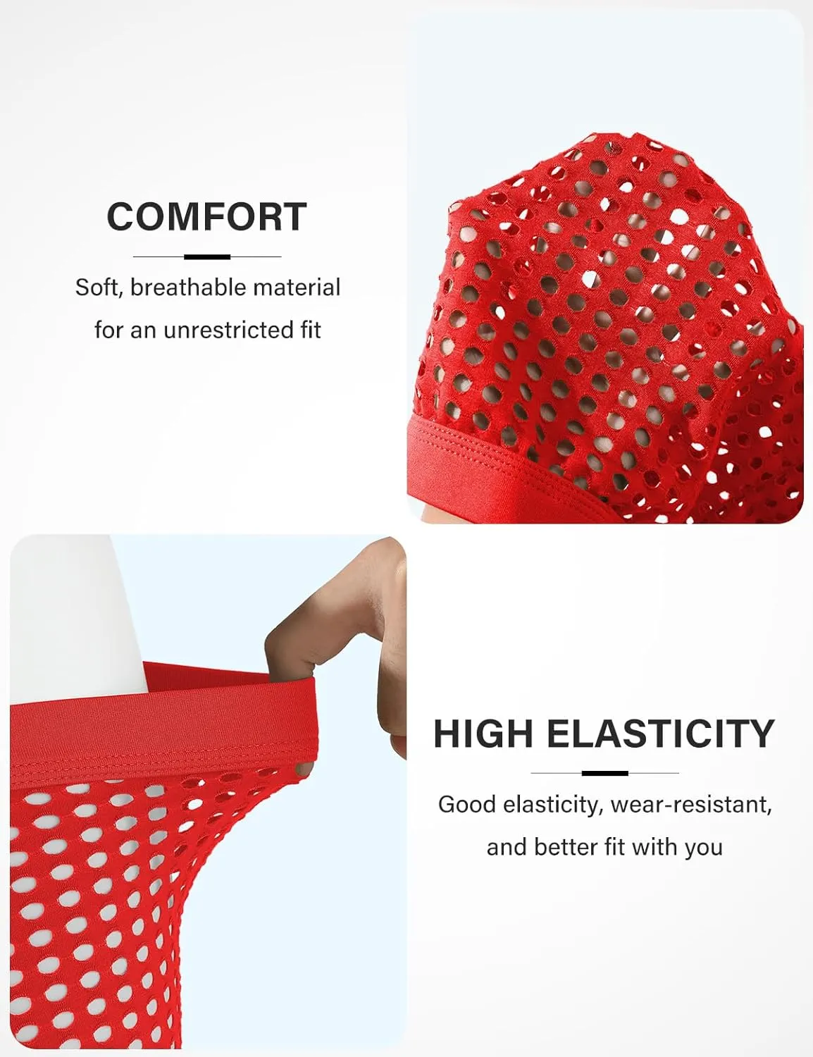 Arjen Kroos Mens Boxer Briefs Breathable Hot Mesh Underwear