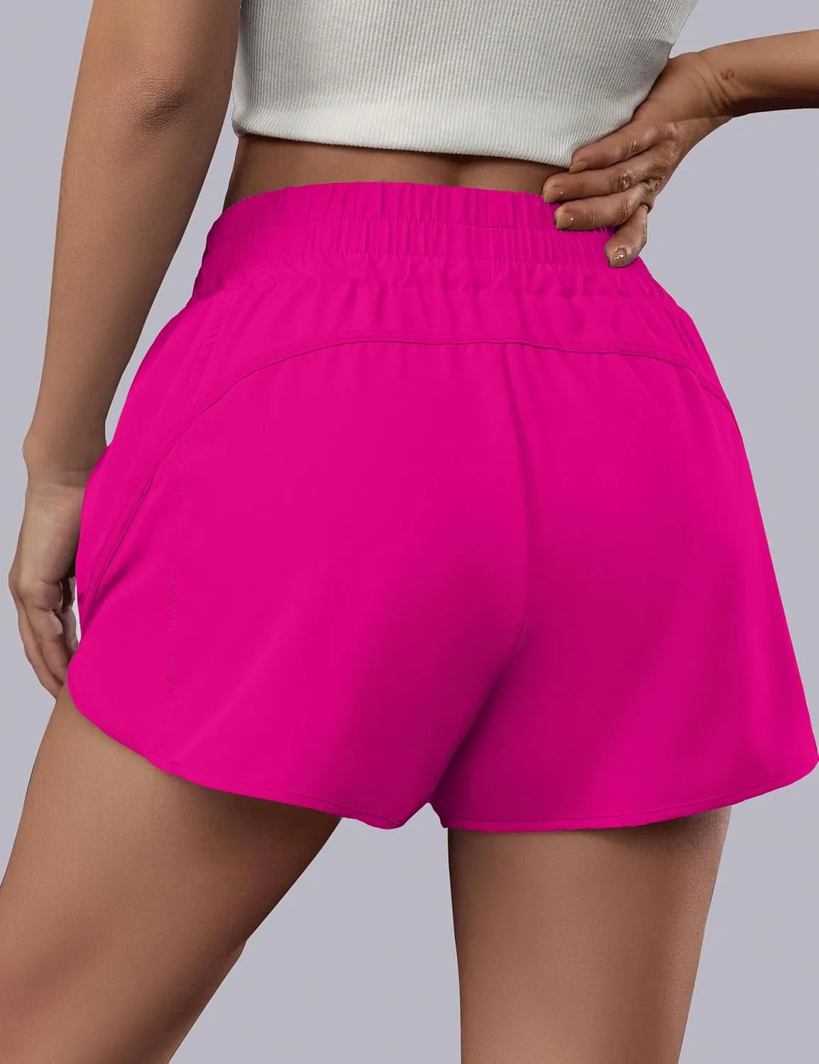 BMJL Women's Running Shorts Elastic High Waisted with Pockets, 2.5" Sporty Workout Quick Dry Athletic Shorts