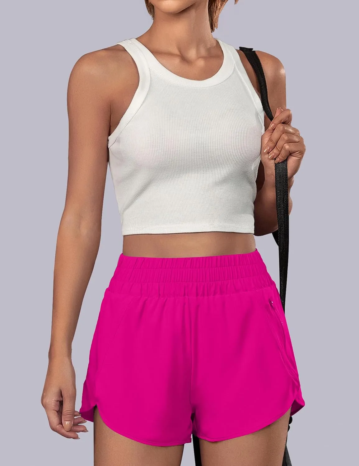 BMJL Women's Running Shorts Elastic High Waisted with Pockets, 2.5" Sporty Workout Quick Dry Athletic Shorts