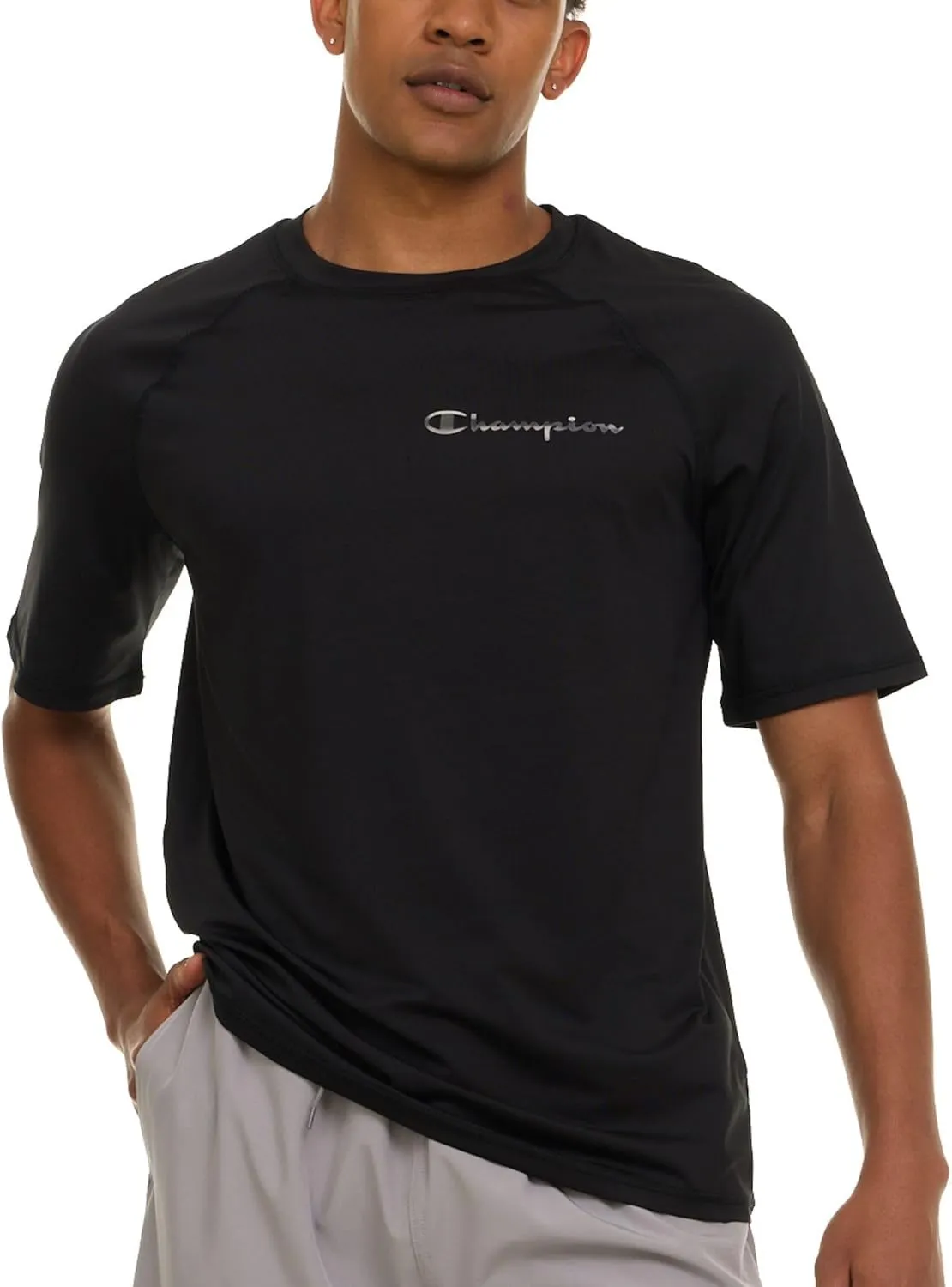 Champion Rash Guard for Men Short Sleeve, Mens Swim Shirt, Sun Shirt UPF  50 UV Protection, SPF Quick Drying Rashguard
