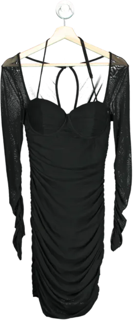 Club L Black Ruched Bodycon Dress UK 6