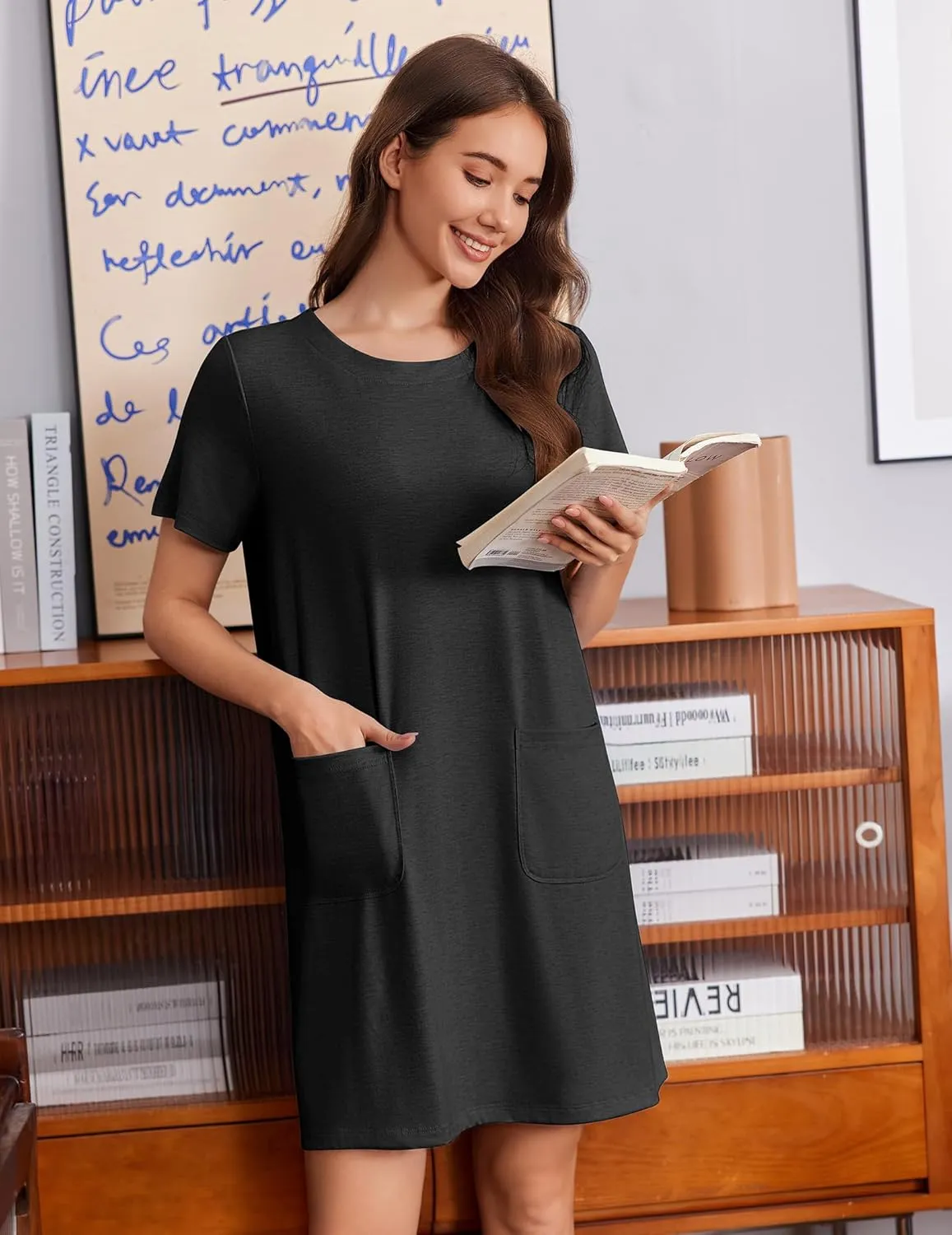 Deyeek Hospital Gowns for Women Open Back Tear Away Snap Nursing Dress Short Sleeve Soft Adaptive Clothing With Pockets