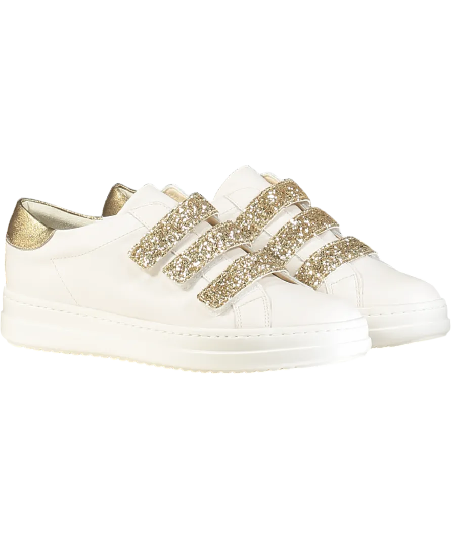 geox White  /gold Glitter Leather Pontoise Trainers UK 7 EU 40 👠
