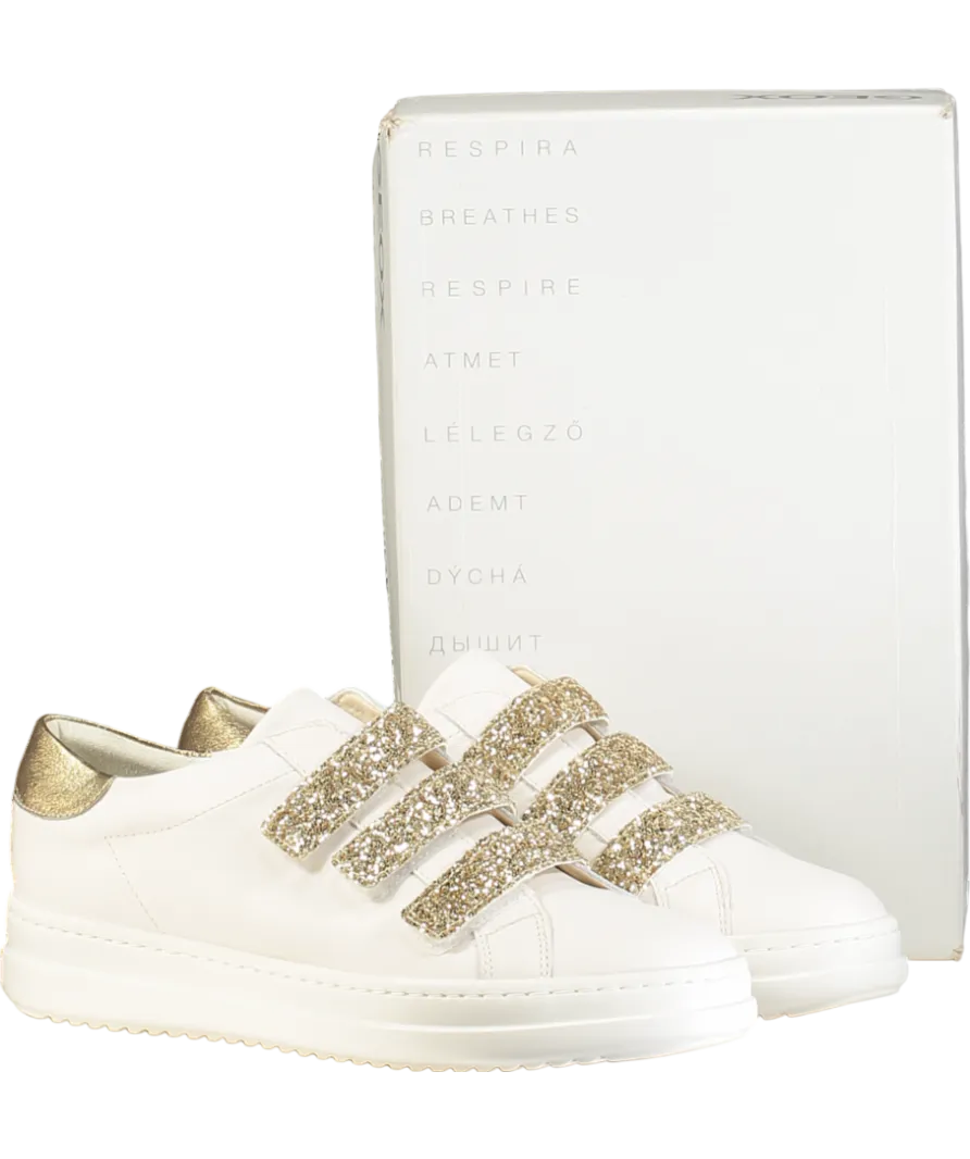geox White  /gold Glitter Leather Pontoise Trainers UK 7 EU 40 👠