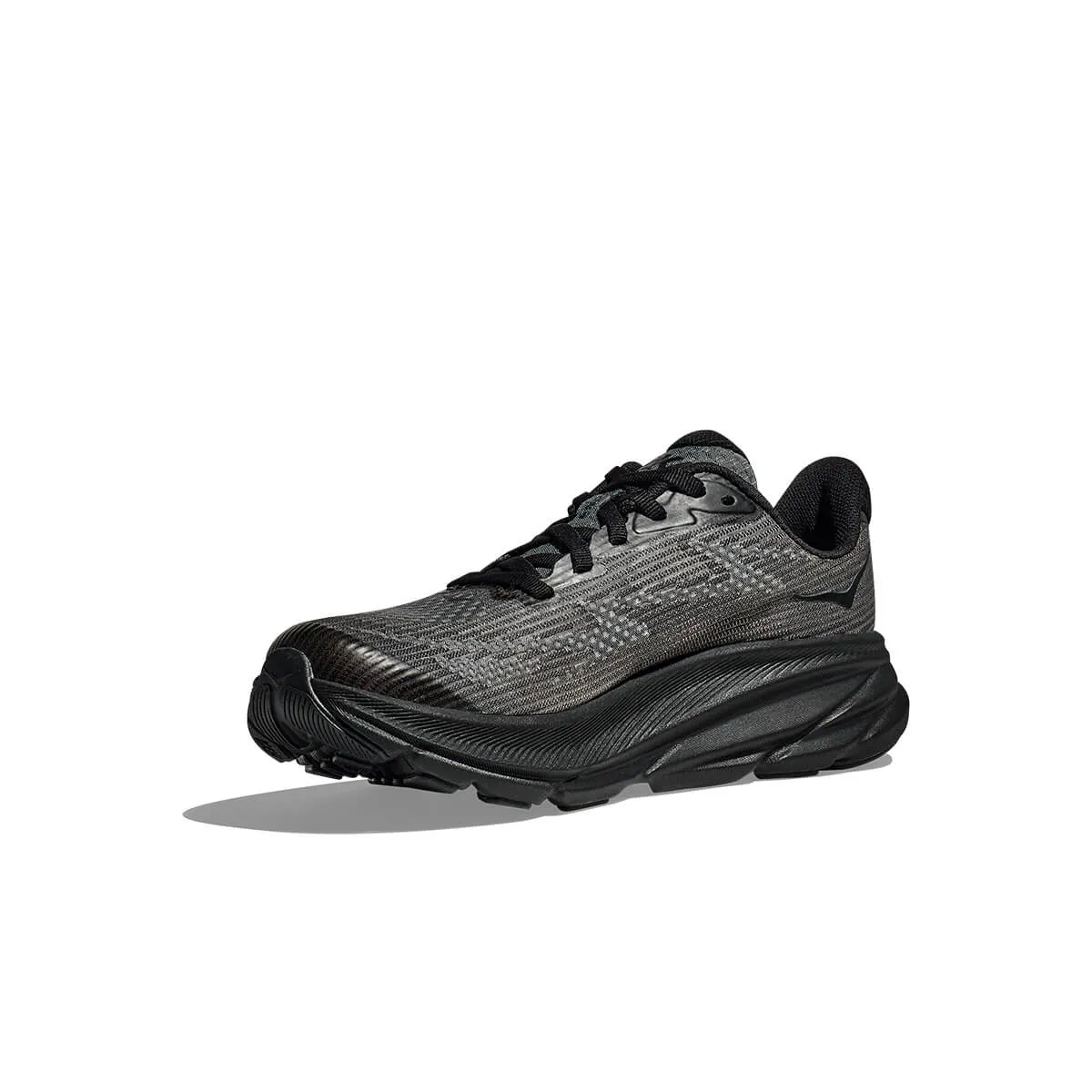 Hoka Clifton 9 Junior Running Shoes - Black/Carbon Black