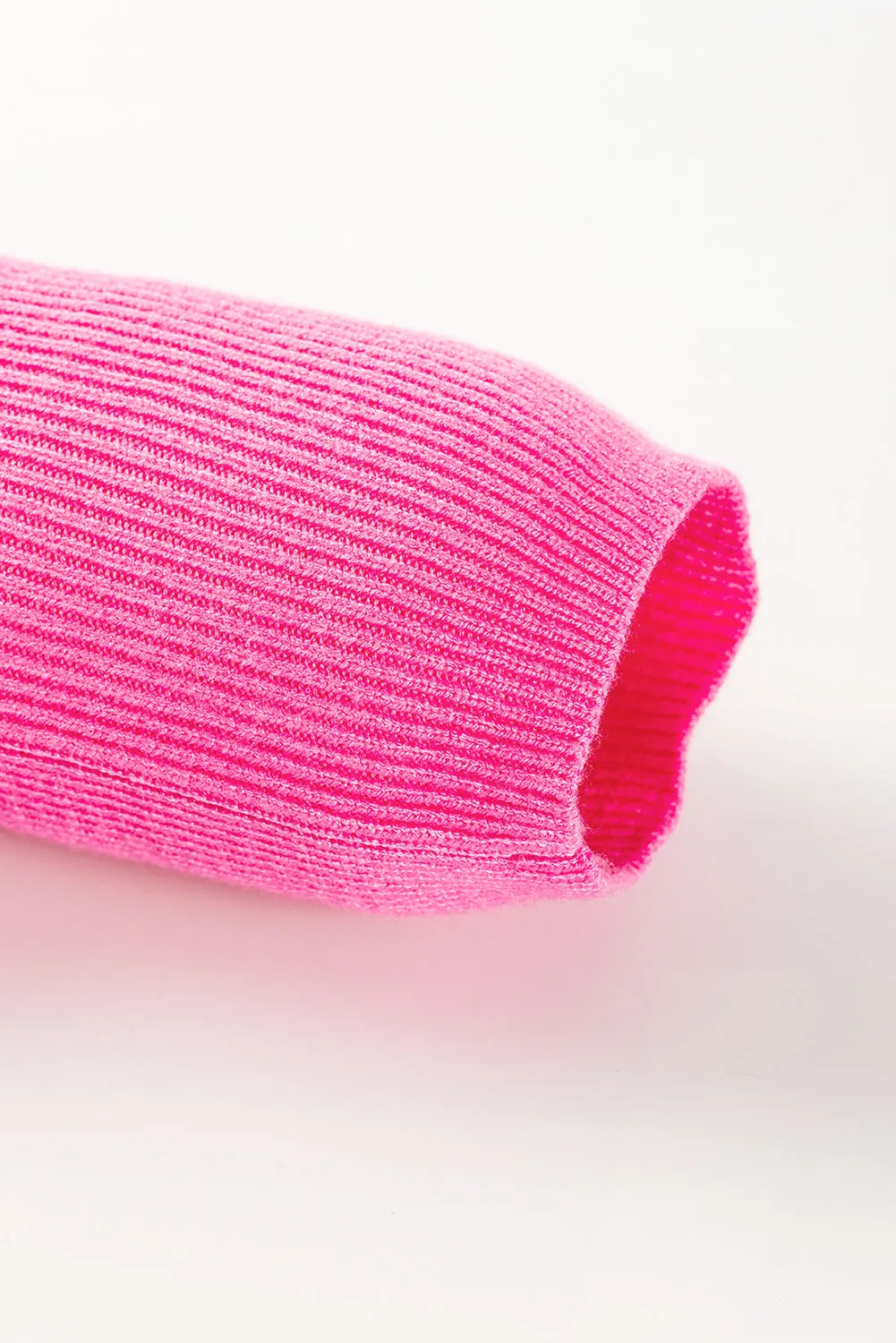 Hot Pink Exposed Seam Oversized Cropped Sweater