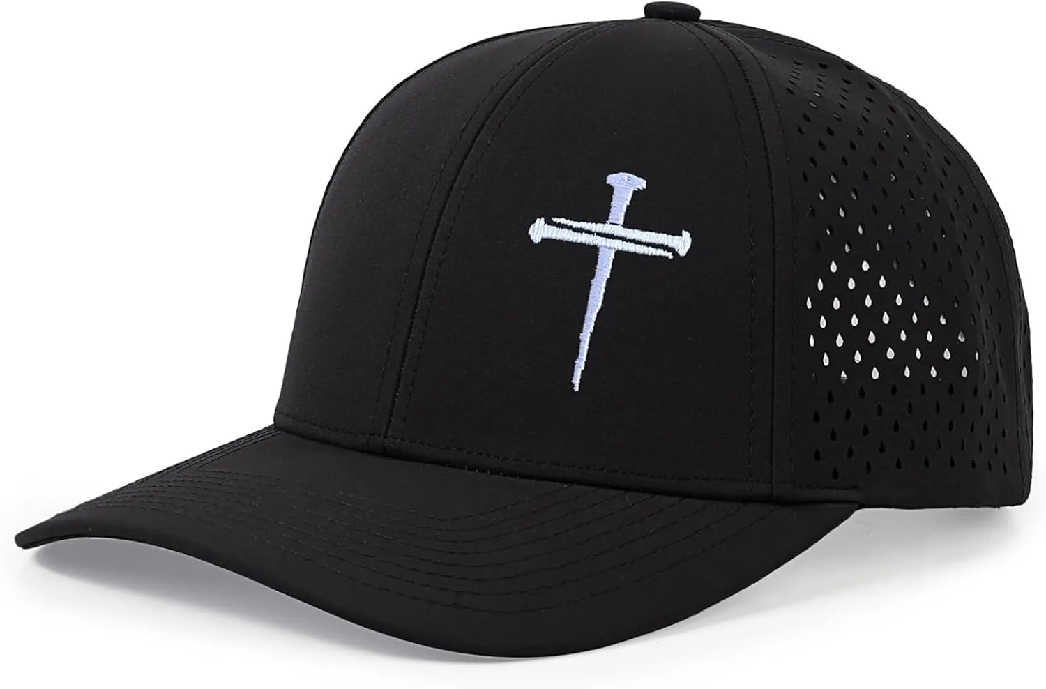 Jesus 3 Nail Cross Hat Christian Religious Gifts for Christma with Embroidered - Adjustable Snapback Baseball Cap