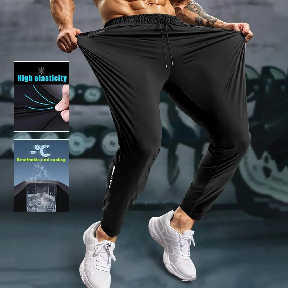 Men's Sweatpants Lightweight Active Pants Quick Dry for Running ??Jogging ??Yoga??Golf with Zipper Pockets
