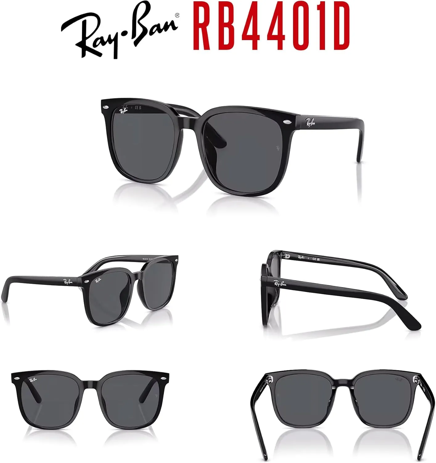 Ray-Ban RB4401D Square Sunglasses for Men for Women   BUNDLE With Designer iWear Complimentary Eyewear Kit