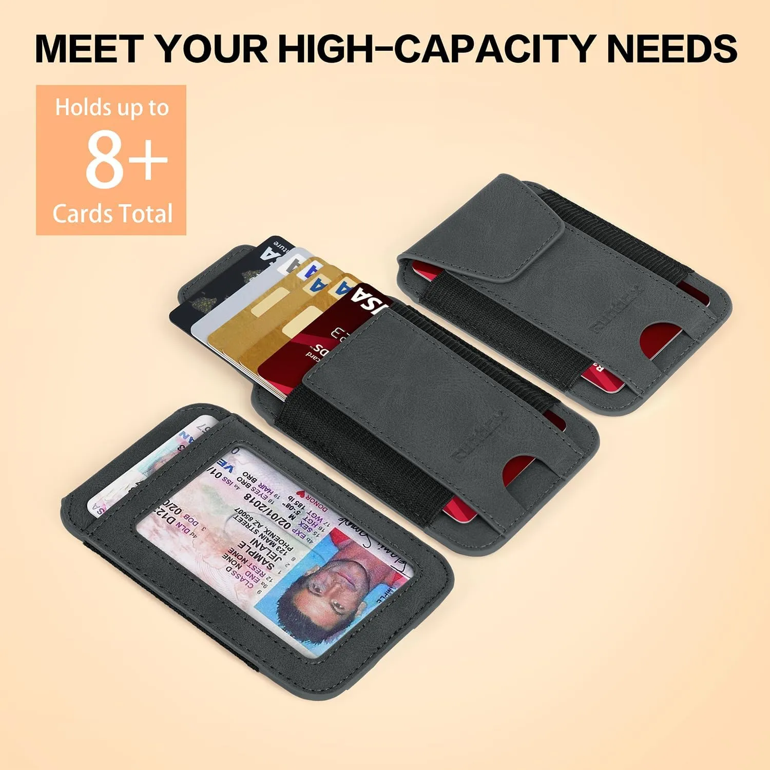 RUNBOX Wallet for Men 6-8 Cards With ID Window RFID Blocking Wallet Credit Card Holder Minimalist Front Pocket Gifts Ideal Choice