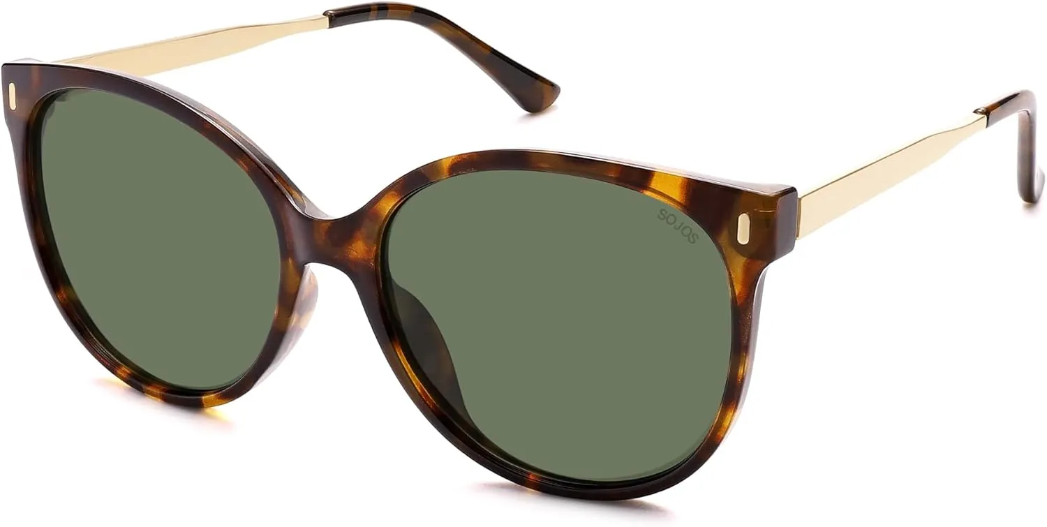SOJOS Round Polarized Sunglasses for Women Men Oversized Trendy UV Protection Shades