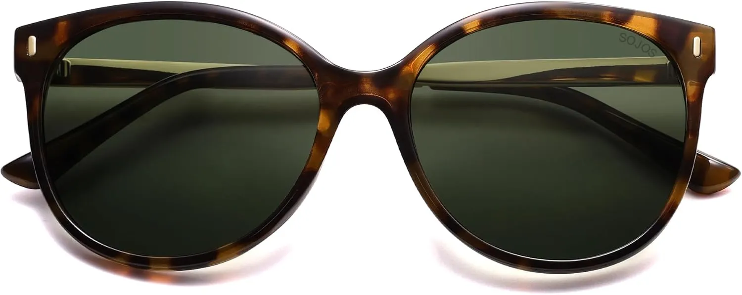SOJOS Round Polarized Sunglasses for Women Men Oversized Trendy UV Protection Shades