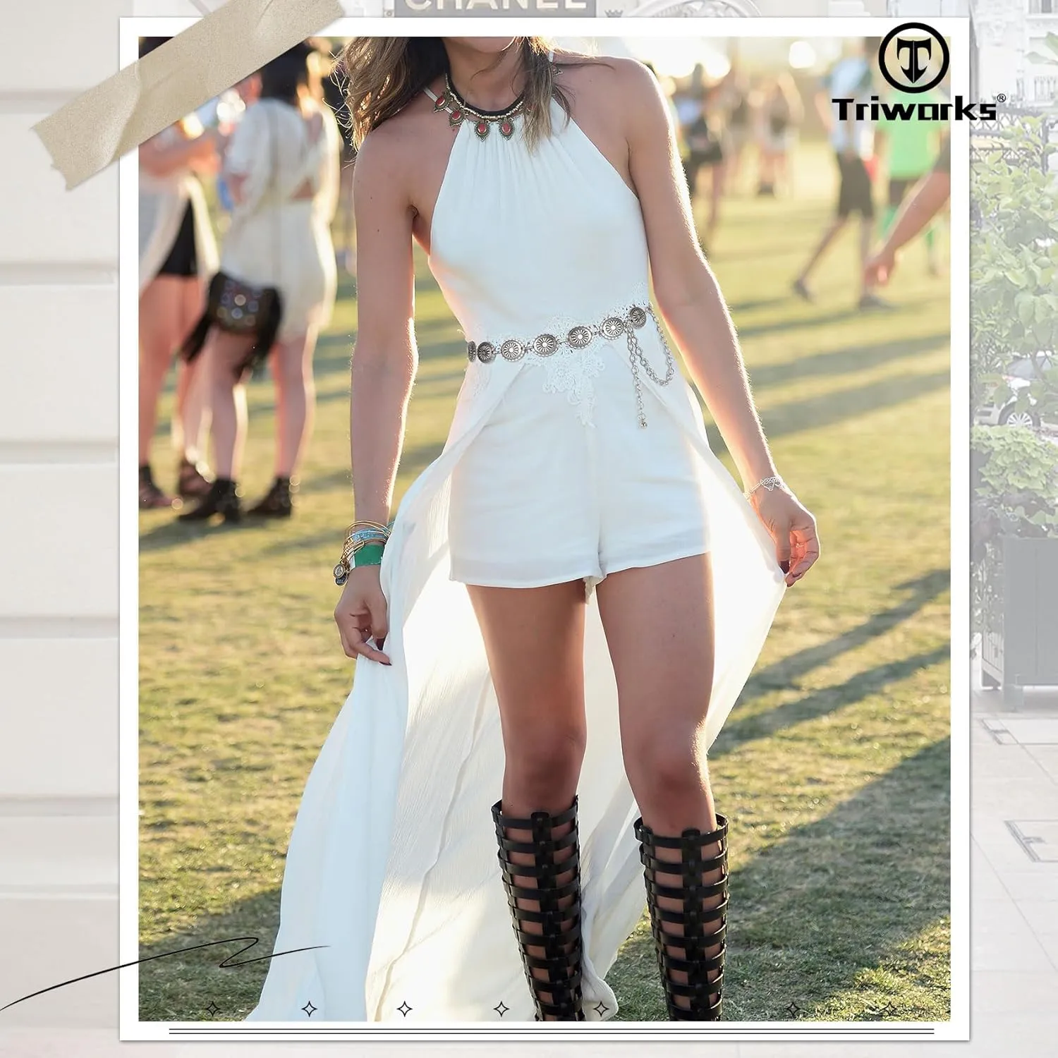 Western Belts for Women, Cowgirl Gold Chain Belt, Metal Concho Belts for women Dresses Jeans Country Concert Outfit