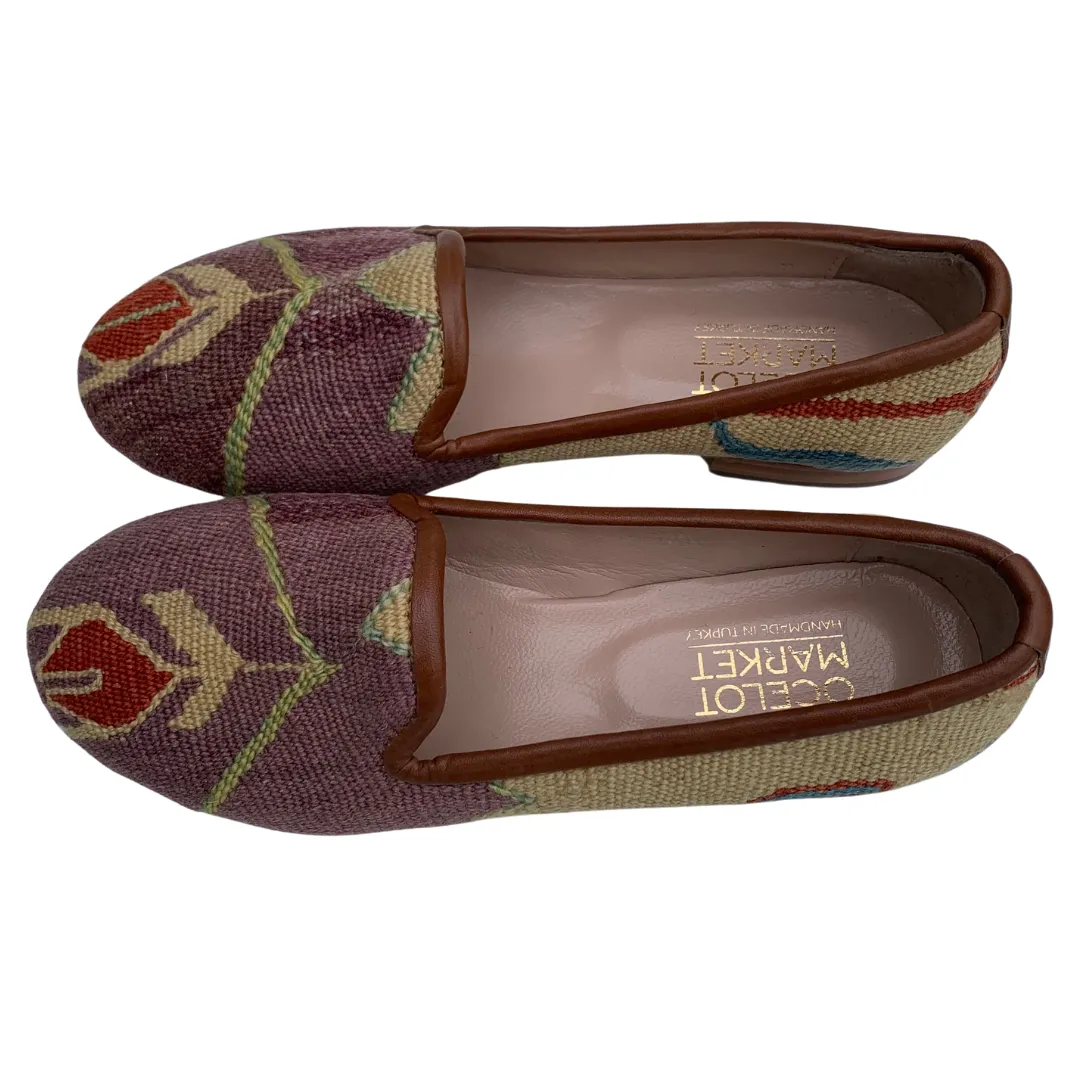 Women's Turkish Kilim Loafers Wine Color